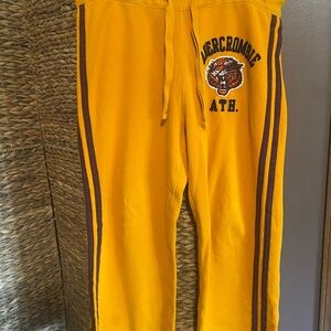 Y2K  Abercrombie & Fitch Gold Joggers with Maroon Stripes